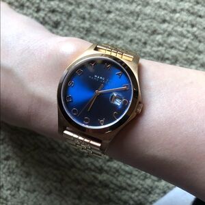 Blue Dial Rose Gold Women Marc Jacobs Watch MBM3316